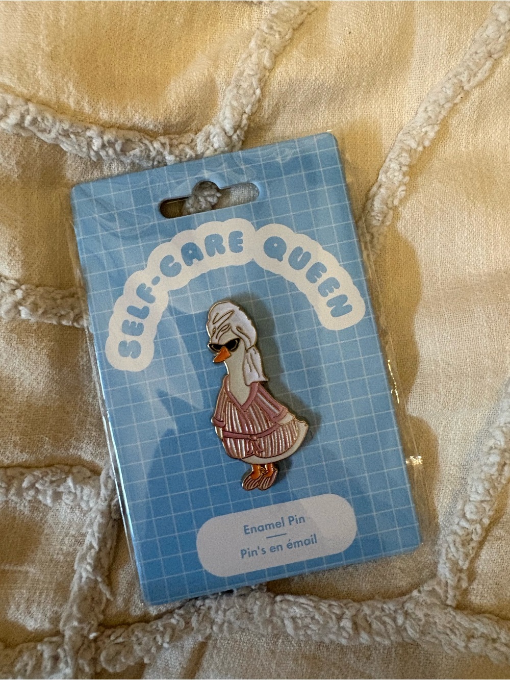 Self-Care Queen Enamel Pin - Pink Duck